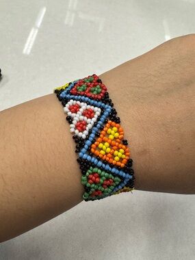 Handmade Multicolor Beaded Triangle Bracelet